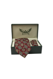 Vintage Mandala Burgundy Tie Set