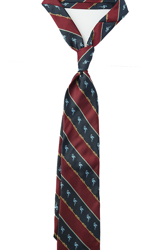 Maroon Flamingo Striped Tie Set