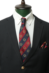 Maroon And Navy Striped Emblem Tie Set