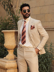 BH Peach And Maroon Striped Tie Set