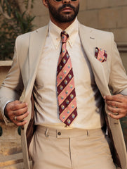 BH Peach And Maroon Striped Tie Set