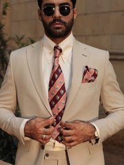 BH Peach And Maroon Striped Tie Set