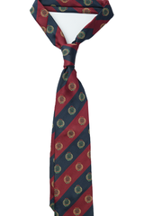 Maroon And Navy Striped Emblem Tie Set