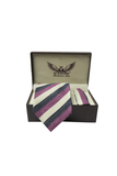 Navy Cream Club Stripe Cashmere Tie Set