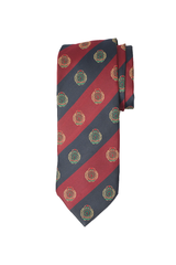 Maroon And Navy Striped Emblem Tie Set