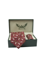 Jumping Hare Burgundy Tie Set