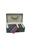 Horsebit Navy And Maroon Striped Tie Set
