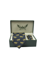 Navy Leopard Tie Set
