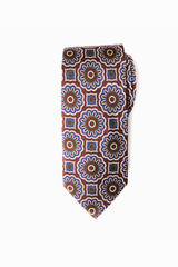 Brown Floral Medallion Silk Tie Set