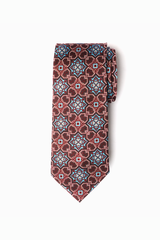 Burgundy Geometric Silk Tie Set
