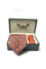 Burnt Orange Medallion Silk Tie Set