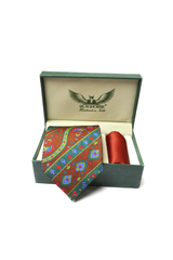 Mud Olive Striped Silk Tie Set