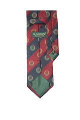 Maroon And Navy Striped Emblem Tie Set