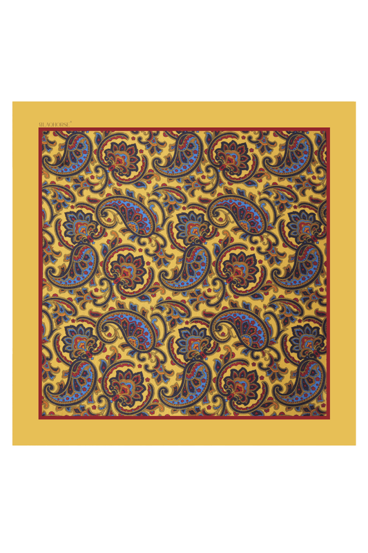 Amber Paisley Pocket Square