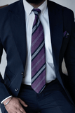 Plum And Sky Striped Cashmere Tie Set