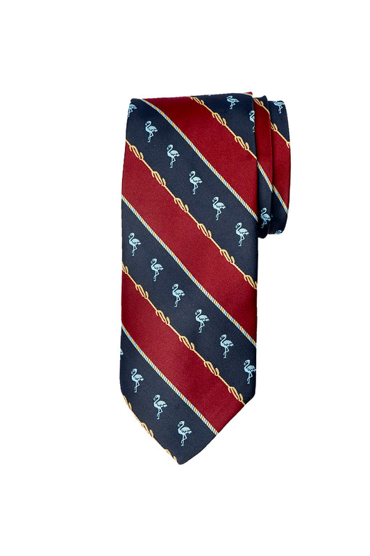 Maroon Flamingo Striped Tie Set
