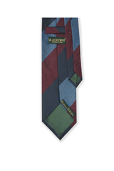 Maroon Navy Block Striped Cashmere Tie Set