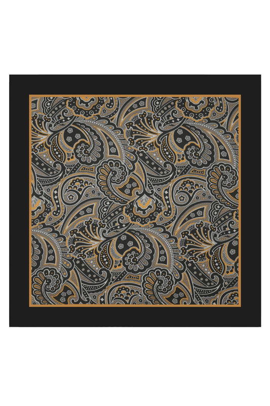 Black Paisley Pocket Square