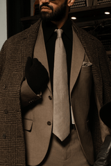 Houndstooth Beige Cashmere Tie Set