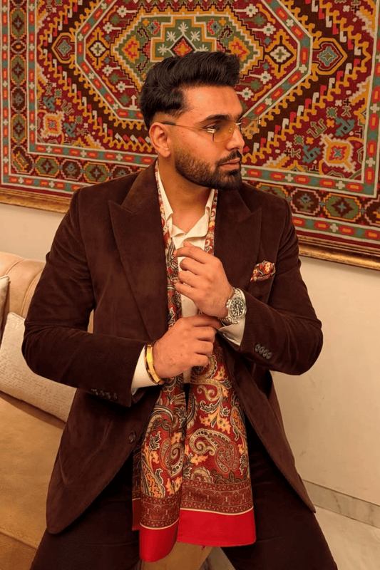 Burnt Orange Paisley Long Scarf