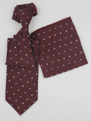 Maroon Polka Dotted Cashmere Tie Set