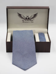 Blue Houndstooth Cashmere Tie Set