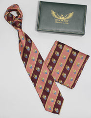 BH Peach And Maroon Striped Tie Set