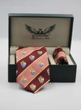 BH Peach And Maroon Striped Tie Set