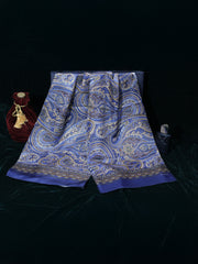 Navy Blue Paisley Long Scarf