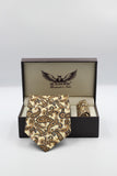 Golden And Black Small Paisley Silk Tie Set