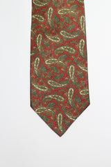 Red And Green Vintage Paisley Silk Tie Set