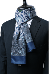 Blue and Pink Paisley Long Scarf