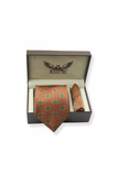 Green on Rust Mandala Silk Tie Set