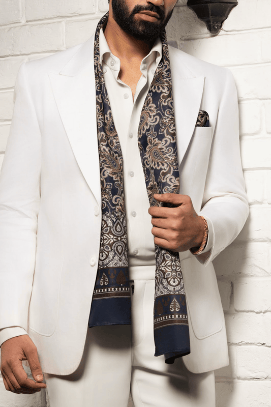 Navy Batik Long Scarf