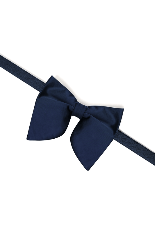 Navy Satin Butterfly Bow Tie