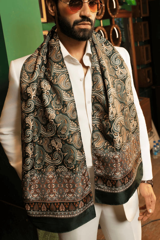 Terracotta Forest Paisley Long Scarf
