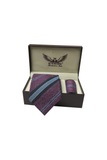 Plum And Sky Striped Cashmere Tie Set