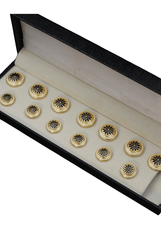 Golden Blue Meenakari Button Set ( Set 7 big and 6 small )