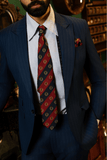 Maroon And Navy Striped Emblem Tie Set