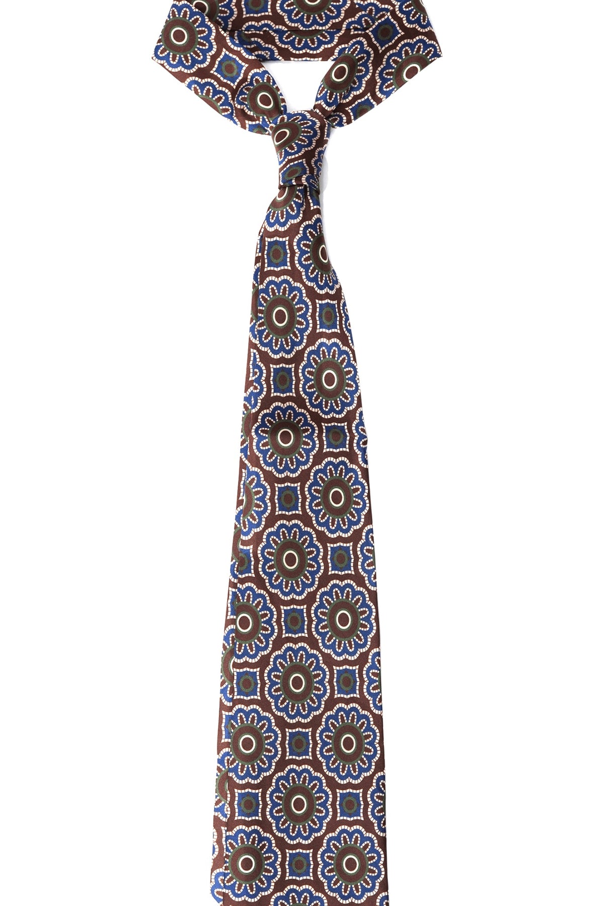 Brown Floral Medallion Silk Tie Set