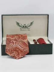 Brick Paisley Silk Tie Set