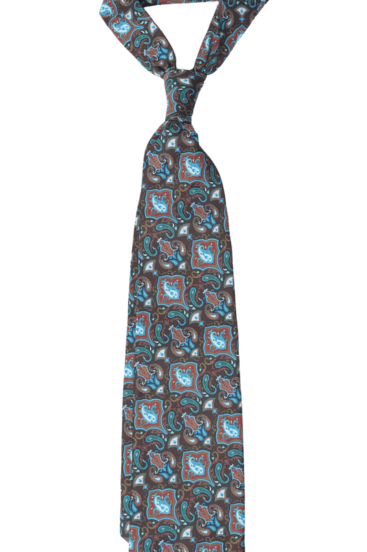 Boteh Brown Twill Tie Set