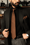 Brown Dotted Cashmere Tie Set
