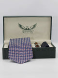 Navy Blue Geometric Silk Tie Set