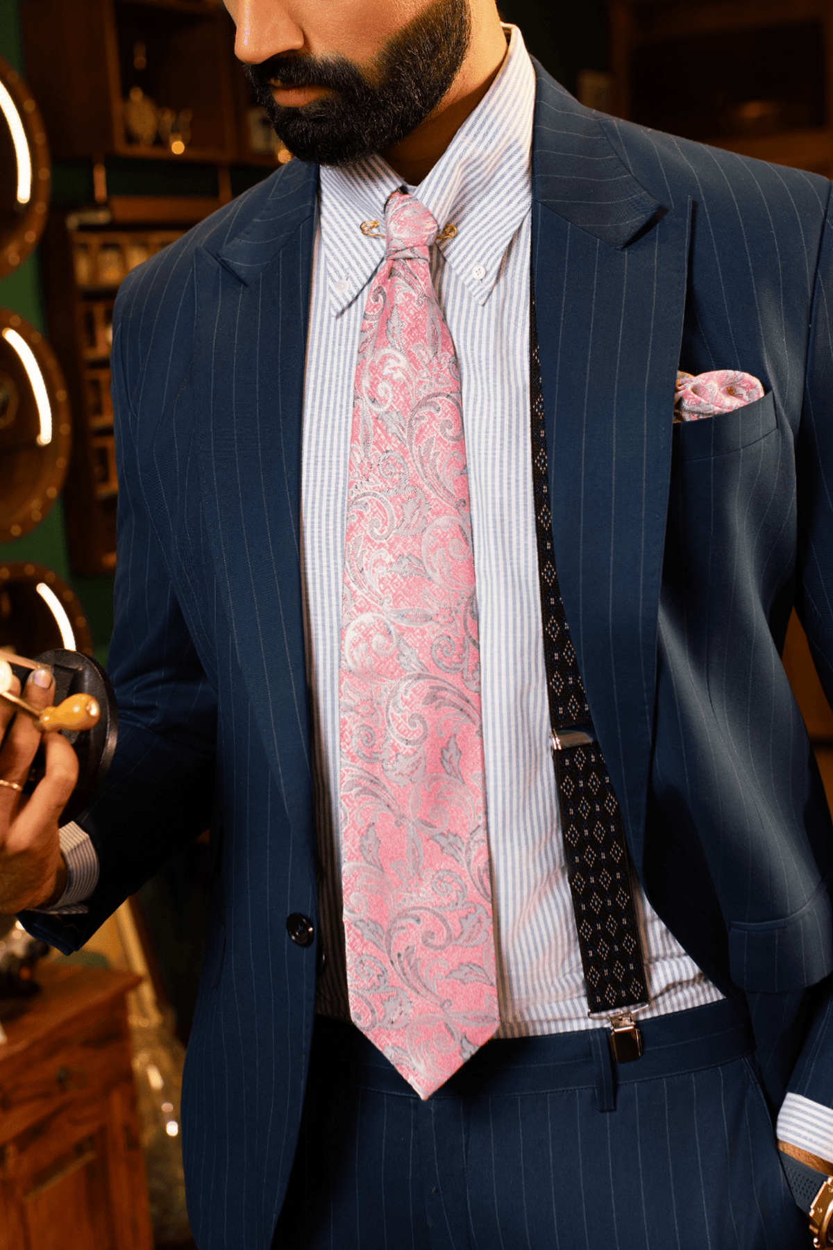 Pink Paisley Cashmere Tie Set