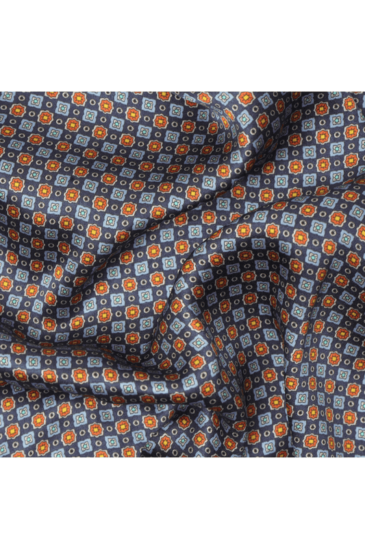 Navy Mosaic Pocket Square
