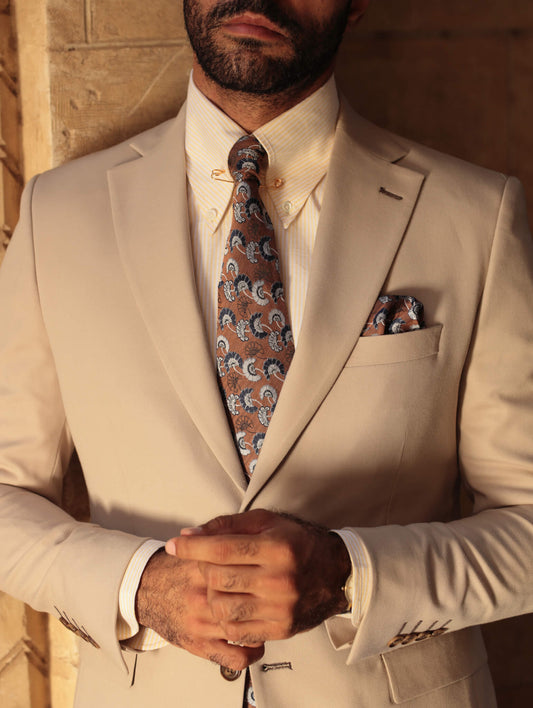 Vintage Floral Mocha Cashmere Tie Set