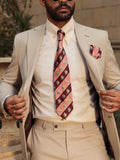 BH Peach And Maroon Striped Tie Set