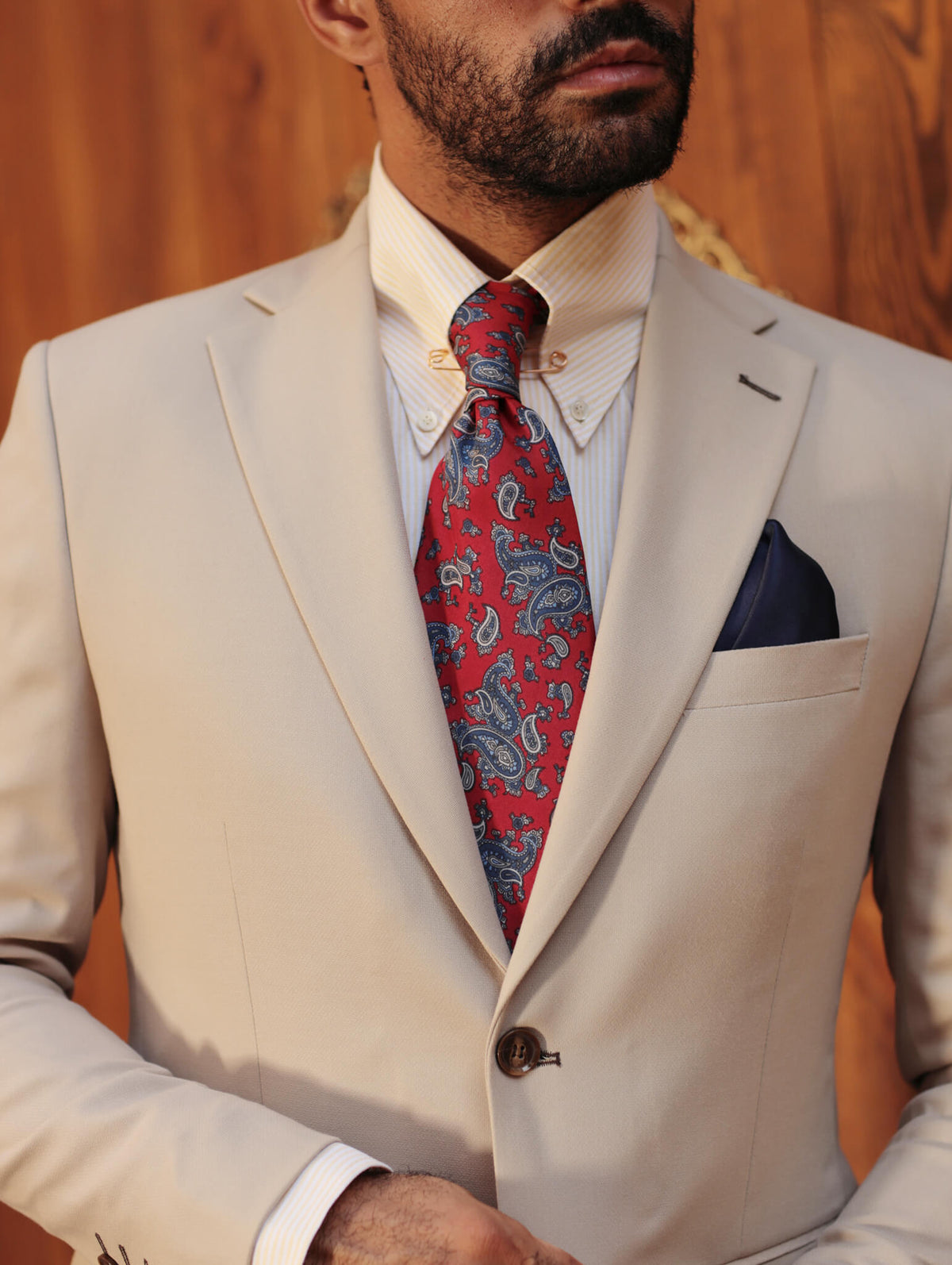 Red And Blue Paisley SIlk Tie Set