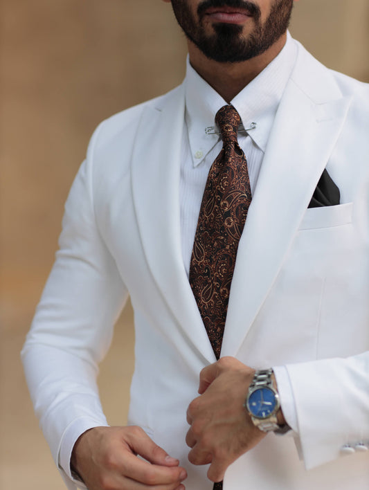 Brown And Black Paisley Silk Tie Set